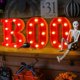 thumbnail image 5 of Decoraciones de Halloween para interiores: 4 letras LED iluminadas, letreros de marquesina con la frase Boo y Ghost para decoración de pared de cocina y sala de Halloween, letras de marquesina de, 5 of 5