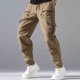 thumbnail image 4 of Pantalones con Cremallera Bolsillos Hombres Sueltos Casual Múltiples Bolsillos con Cordón Pantalones Deportivos de Cintura Elástica, 4 of 9
