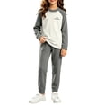 thumbnail image 5 of Hduncf Girls 2 Piece Thermal Sets ColorBlock Long Sleeve Shirt Elastic High Waist Pants Kids Fall Casual Cute Athletic Outfits Gray 2-3 Years, 5 of 8