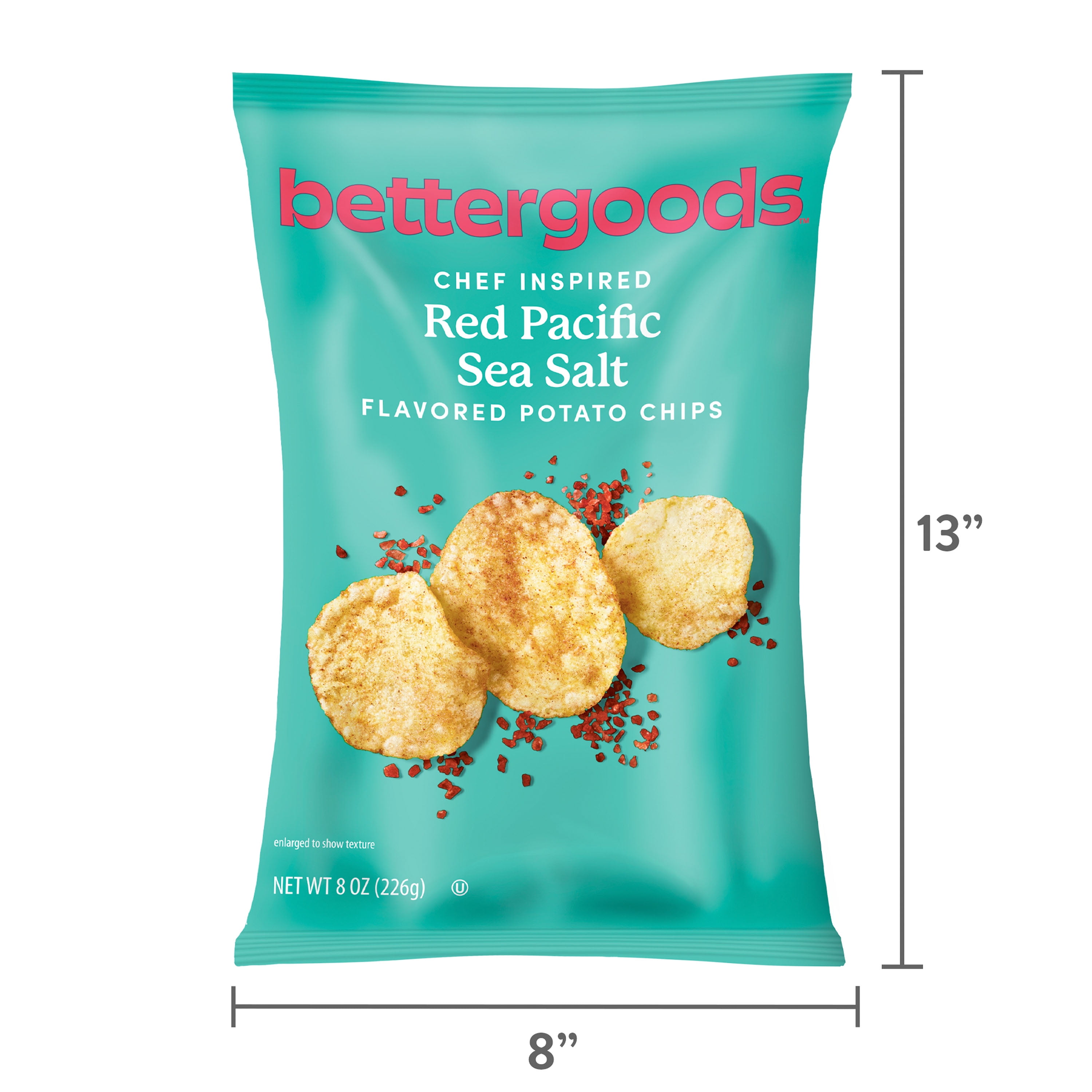 (4 pack) bettergoods Chef Inspired Red Pacific Sea Salt Flavored Potato Chips, 8 oz