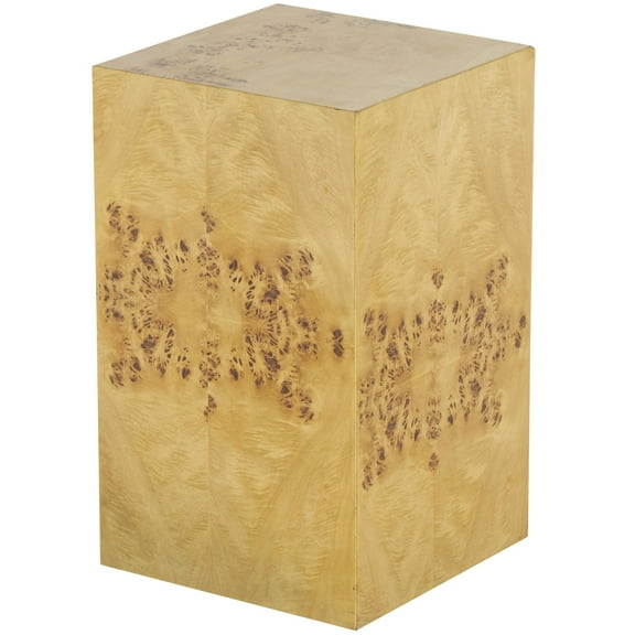 DecMode 12" x 20" Brown Wood Square Cube Accent Table with Wood Grain Patterns, 1-Piece