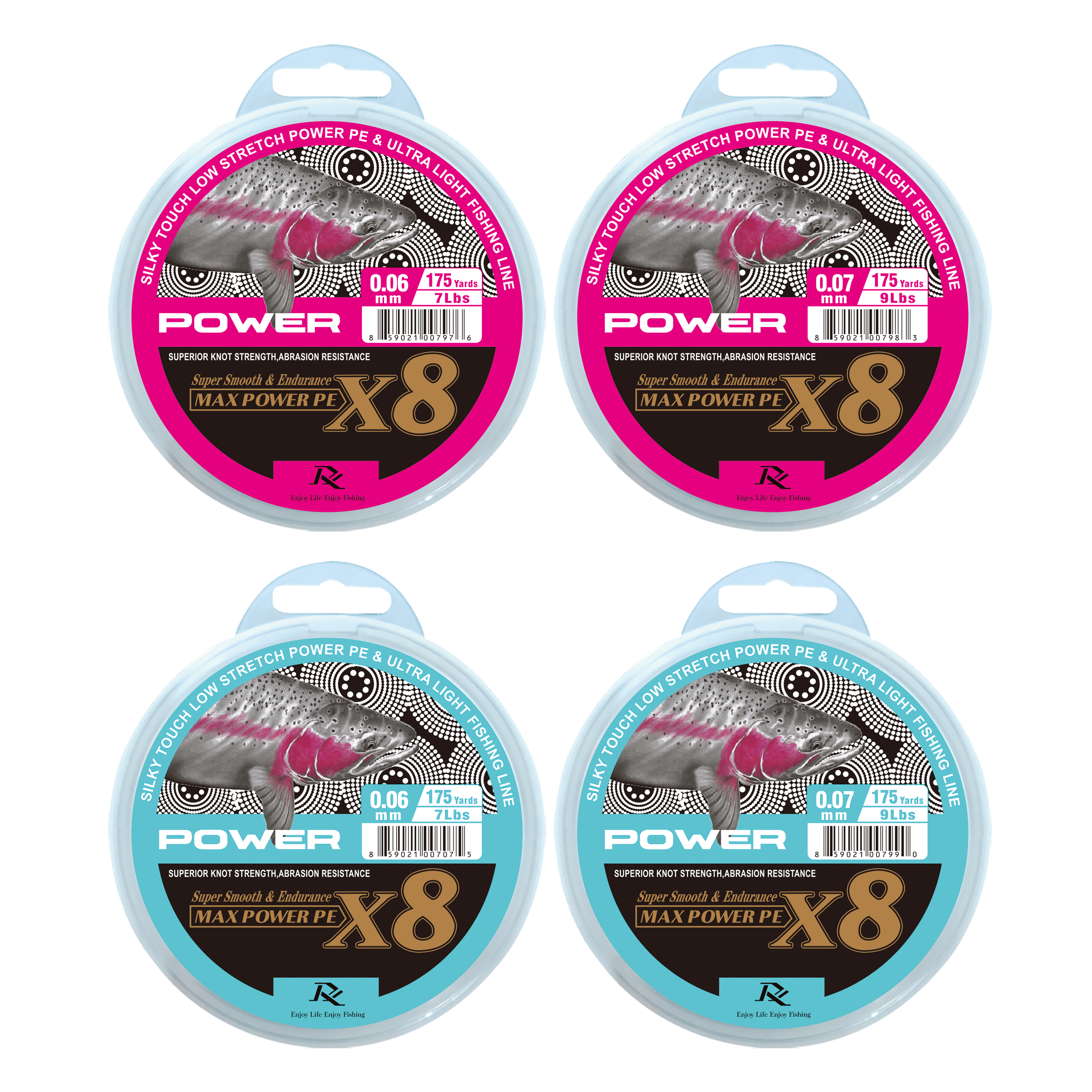 Ray Fishing Silk X8 Braided Fishing LINE - Power Series - Exceptional Power Smoothness Deign for Ultra Light Freshwater Fishing, 175Yds Each Spool