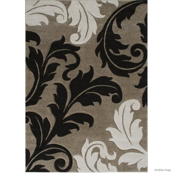 Allstar Rugs Allstar Floral Traditional Colorblock Design Rug Champagne 5' 2"x7' 1" 5' x 8'