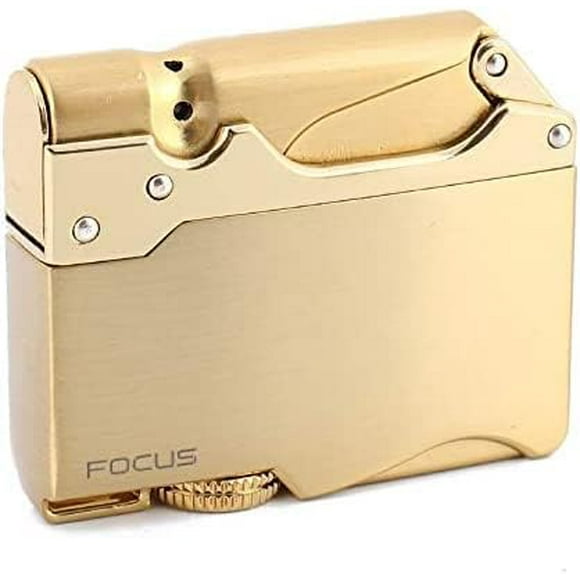 Luxury Refillable Butane Gas Lighter with Box - Unique, Retro and Classic Design Storm Lighter Available (Gold)