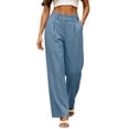 thumbnail image 3 of ClodeEU Women's Elastic High Waist Straight Leg Dress Pants with Pockets,Business Casual Work Trousers Gray,Women's Plus XL, 3 of 7