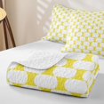 thumbnail image 4 of Castle Fairy Minimalist Oval Grid Twin Quilt Set 2 Pieces,Geometric Rounded Twin Coverlet Set,Yellow White,1 Bedspread and 1 Pillowcase, 4 of 7