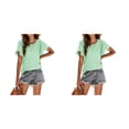 thumbnail image 1 of Minnieouse Camiseta de mujer con volantes de Color sólido cuello estética linda blusa suelta fiesta noche Club verano Top niñas ropa Type24 NO24, 1 of 6