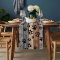 thumbnail image 2 of Haze Blue Brown Table Runner - 48 Inch Long, Kitchen Dining Table Runner Dresser Scarves, Rustic Farmhouse Dog Paw Vintage Farmhouse Decor for Coffee Tables Wedding Party Banquet, 2 of 8