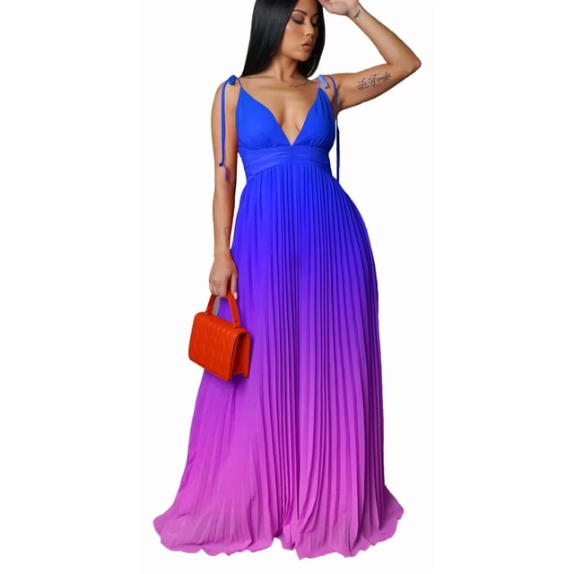 Robe à Bretelles Spaghetti Dégradées pour Femme, Décontractée, d'Été, Cami, Maxi, Longue, Robe Soleil