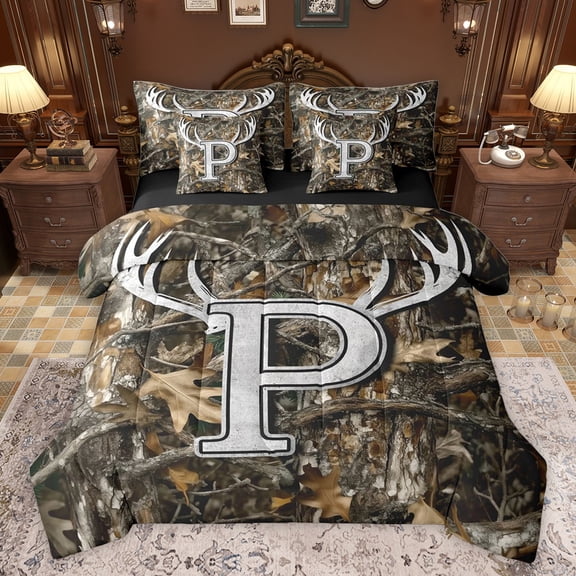 Castle Fairy Personalized Initial P 7-Piece Twin Bedding Set for Teens Adults