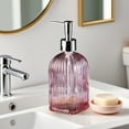 thumbnail image 4 of Vfedsrsge Vertical Stripe Colored Glass Soap Dispenser - Press Type 350ml Refillable Bottle for Hand Soap, Shampoo, Shower Gel - 7 Colors Available, 4 of 6