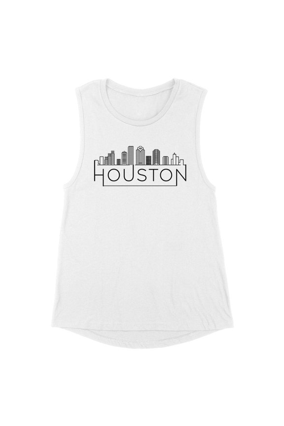 Skyline Houston Texas Women's Muscle Tank Large White