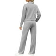 thumbnail image 3 of Gfyviroh Women Tracksuit Sets 2 Piece Lightweight Loose Solid Athletic Outfits Long Sleeve Zip Up Turn-down Collar Outerwear and Wide-straight Leg Pants Sets, 3 of 6