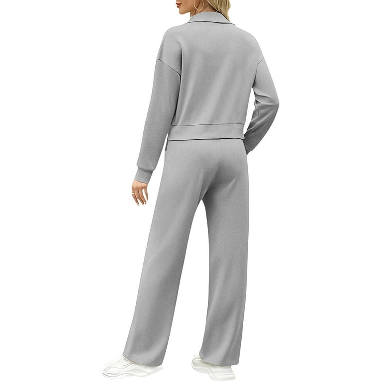XIEERDUO Lounge Sets For Women 2025 Sweatsuit 2 Piece Outfits Sweatshirt Wide Leg Sweatpant Tracksuit Matching Setnavy Blue