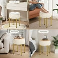 thumbnail image 7 of 18-Inch  Vanity Stool Chair with Storage, Vanity Bench with 4 Golden   & Anti-Slip Adjustable ,Round Storage Ottoman Stool with Removable Soft Padded Seat, Beige, 7 of 7