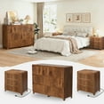 thumbnail image 6 of 2PCS Fluted Dresser with 3 Drawers Versatile Nightstand with Charging Station,Wide Chest of Modern Nightstand Cabinet for Bedroom,Living Room,Walnut, 6 of 8