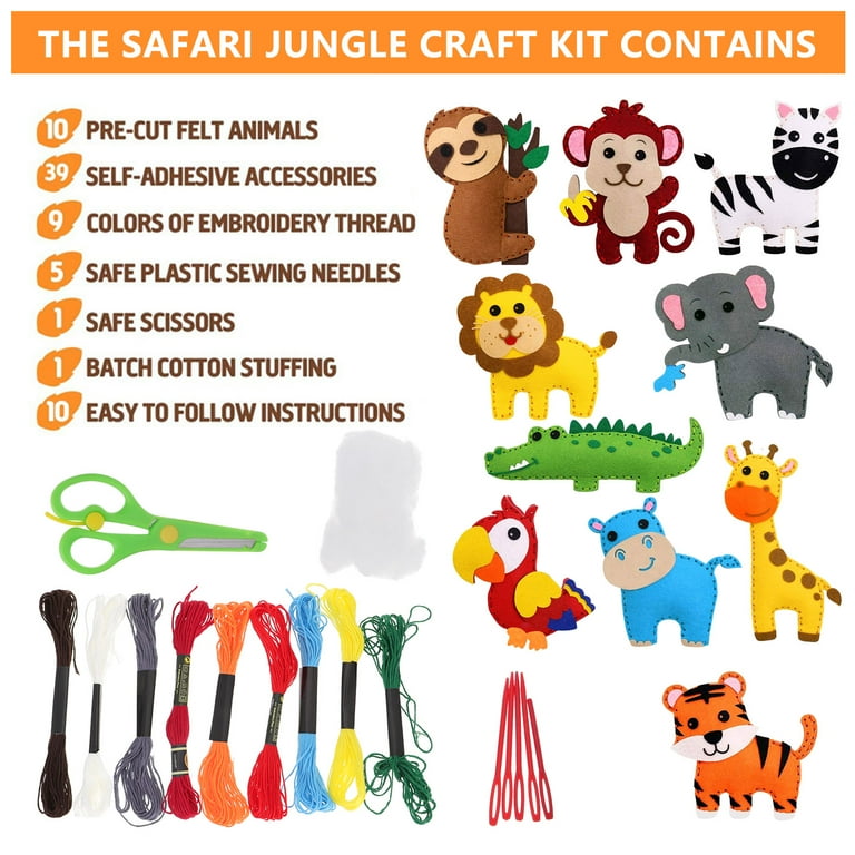 Kids Sewing Kit for Beginners - Animal Safari Sewing Kit for Kids