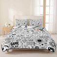 thumbnail image 3 of Twin Quilt Set 68''x86'', Video Game Lightweight Summer Bedspread Coverlet Set with 2 Pillow Shams, Black White Game Controller Monochrome Breathable All Season Quilt Bedding for Dorm/Bedroom, 3 of 9