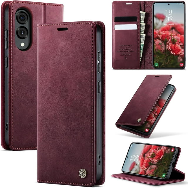 Wallet Case for Samsung Galaxy S25 Edge Leather Wallet Flip Cover with Card Holder, Kickstand, Magnetic Closure, RFID Blocking TPU Shockproof Phone Case Compatible with S25 Edge