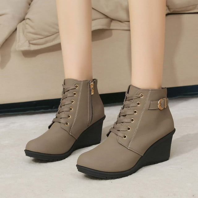 Cameland Bottines Plateforme Rehausseur pour Femmes Grande Taille Couleur Unie