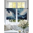 thumbnail image 4 of Blue Abstract Art Sheer Curtains for Living Room Bedroom Modern Waves Art Sheer Curtains 45 Inch Long 2 Panels Set Light Filtering Curtain Window Treatments Drapes for Dining Room, 4 of 6