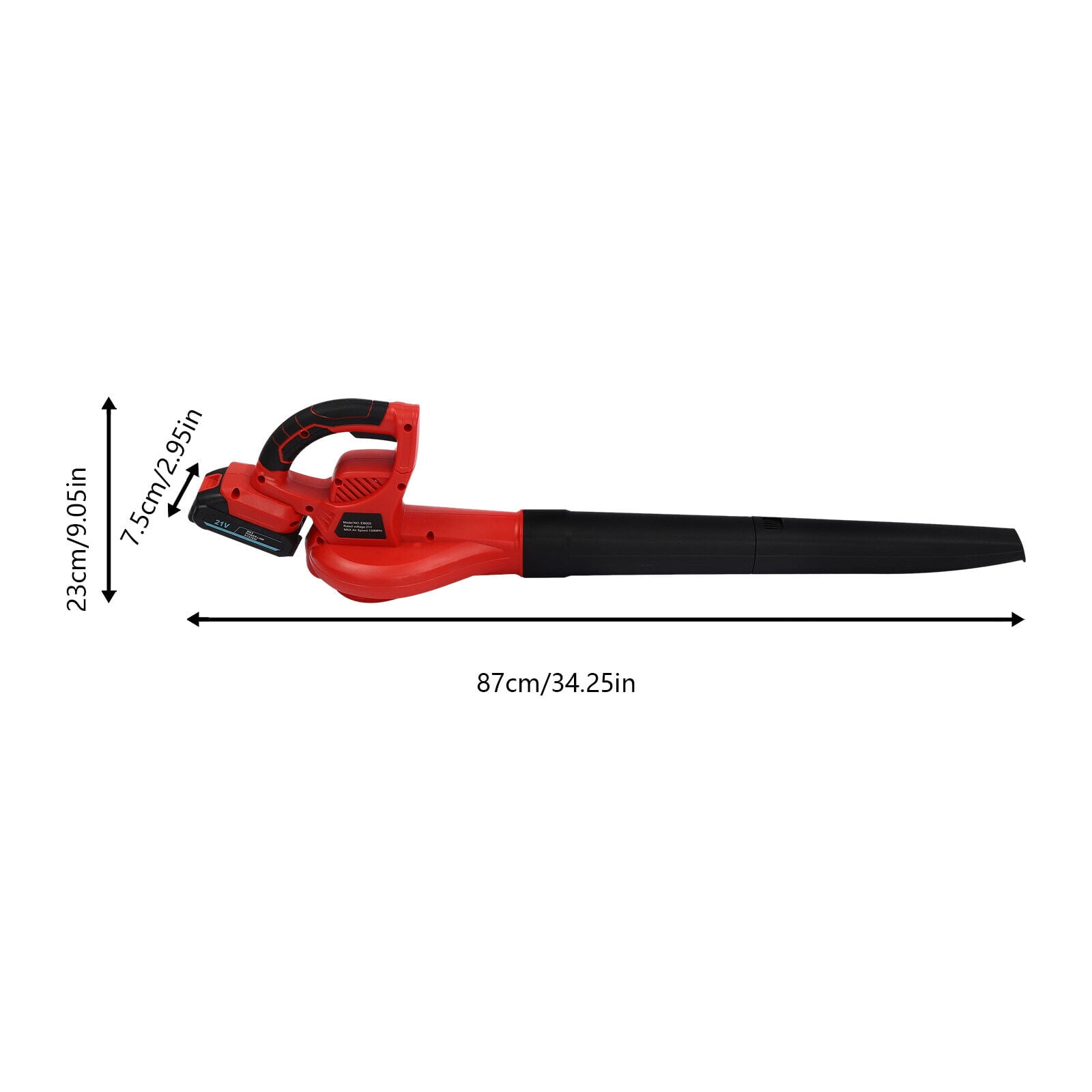 EB005 Battery Powered Leaf Blower, Leaf Electric Handheld Lithium-ion Blower, Cordless Leaf Blower with 2x 1500 mA Lithium Batteries (Red - Low Noise)