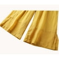 thumbnail image 4 of BiZtdJrK Wide Leg Pants for Women Summer Cotton Linen Beach Pants Solid Casual Elastic Waist Trousers Outdoor Loose Fit Palazzo Pants with Pockets Best Sales Today Yellow XL, 4 of 7