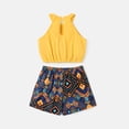 thumbnail image 3 of PatPat Kid Girls 2 Pieces Outfits Set Halter Tank Top Bowknot Tropical Shorts Sizes 5-12, 3 of 6
