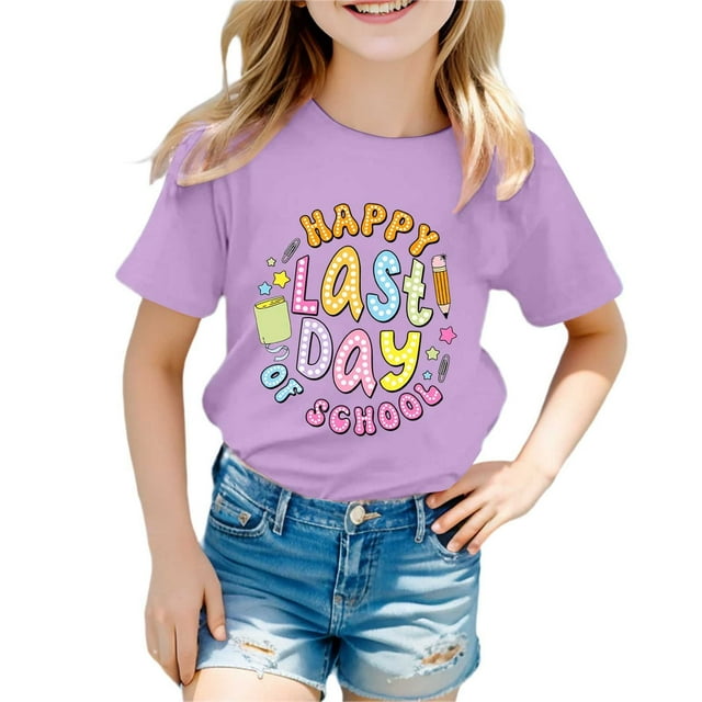 T-Shirt Graphique à Manches Courtes pour Enfants Garçons Filles Confortable Décontracté Col Rond Tee Tout-Petit Enfants Haut d'Été