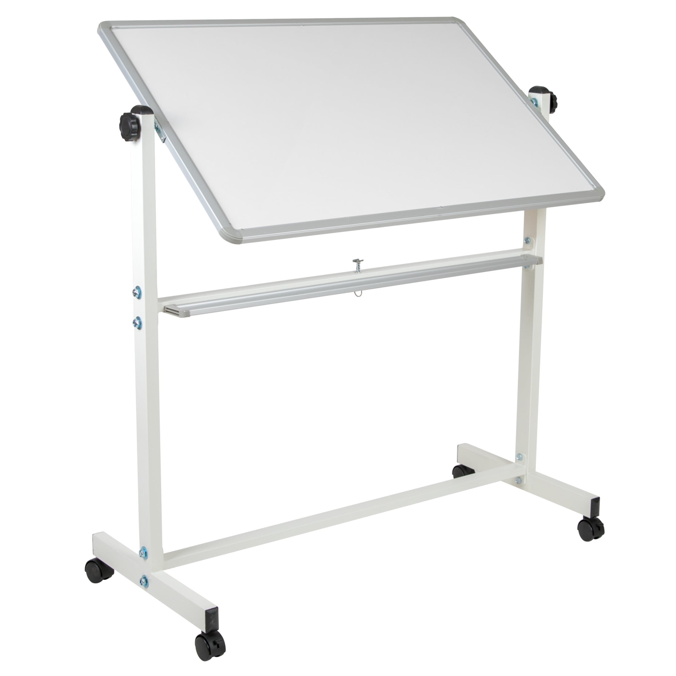 Flash Furniture HERCULES Series 45.25"W x 54.75"H Double-Sided Mobile White Board with Pen Tray