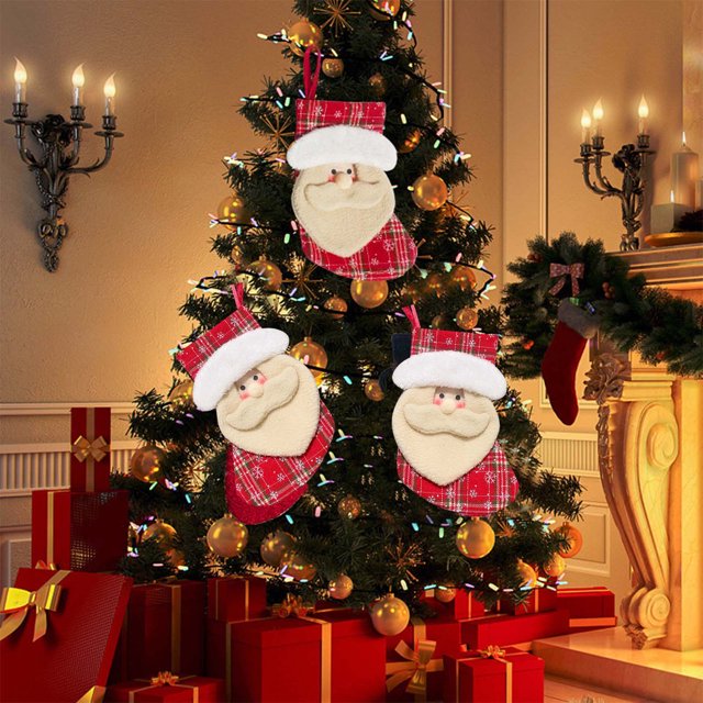 Puntoco Suministros de decoración navideña Bolsas de dulces Patrón de dibujos animados Bolsas de regalo con diseños de Papá Noel Bolsas de regalo Decoración colgante para árbol de Navidad