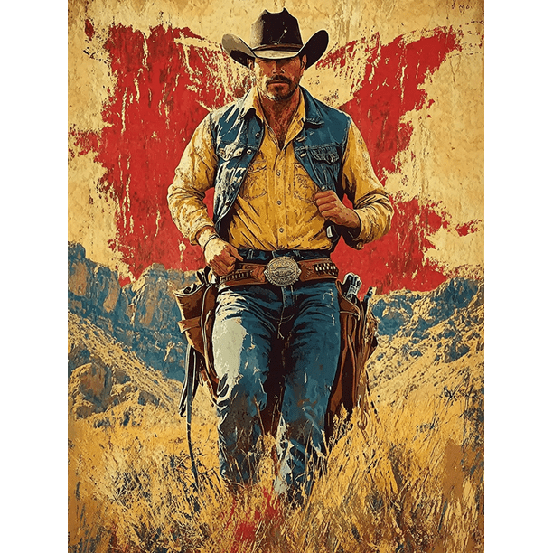 Qisvanset 12x16 Inch Western Cowboy Bible Verse Canvas Wall Art, Vintage Praise Theme Art Housewarming Home Gift