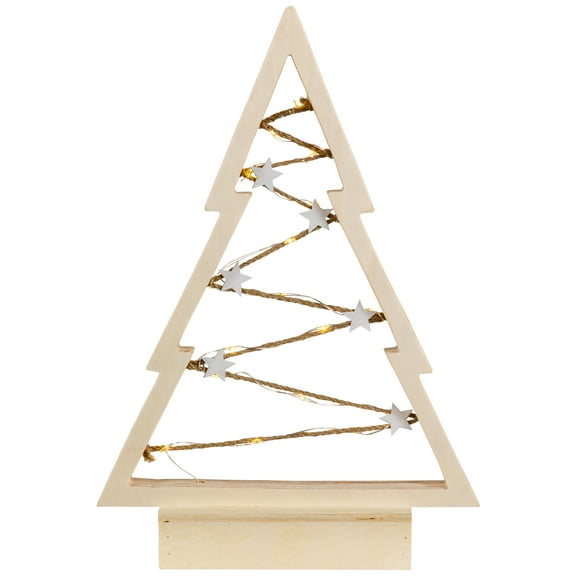 Northlight Lighted Wooden Christmas Tree with Stars Decoration - 11"