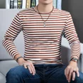 thumbnail image 3 of Camisetas de gran tamaño para hombre, ropa masculina de cuello redondo, color rojo, talla grande, rayas, tendencias de moda coreanas originales de otoño 2024, Harajuku, 3 of 4