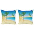 thumbnail image 1 of Tropical Throw Pillow Cushion Cover Pack of 2, Summer Nature Coastal Scene with Palms and Ocean Exotic Traveling, Zippered Double-Side Digital Print, 4 Sizes, Sea Blue Multicolor, by Ambesonne, 1 of 2