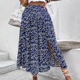 thumbnail image 6 of LWavelet Ditsy Floral Side Slit Maxi Skirt Women Daily Casual Flowy Stylish Versatile Bottoms Navy XL, 6 of 6
