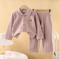 thumbnail image 4 of KPOPLK Toddler Baby Girls Pajamas Set Fall Winter Girls Sleepwear Long Sleeve Jammies for Kids Button-Down Nightwear Loungewear 9Months-10 Years Size 5-6 Years,Pink, 4 of 6
