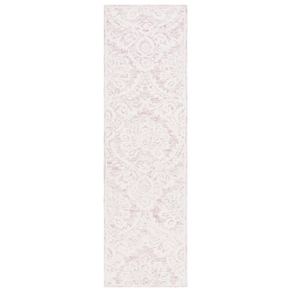 SAFAVIEH Blossom Travis Damask Runner Rug, Pink/Ivory, 2'3" x 8'