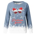 thumbnail image 4 of Gibobby Sudaderas navideñas Sudadera con estampado navideño para mujer Top Glass Ltter Sudadera de manga larga Blusa informal Temperament Pullover Top(Azul,G), 4 of 5