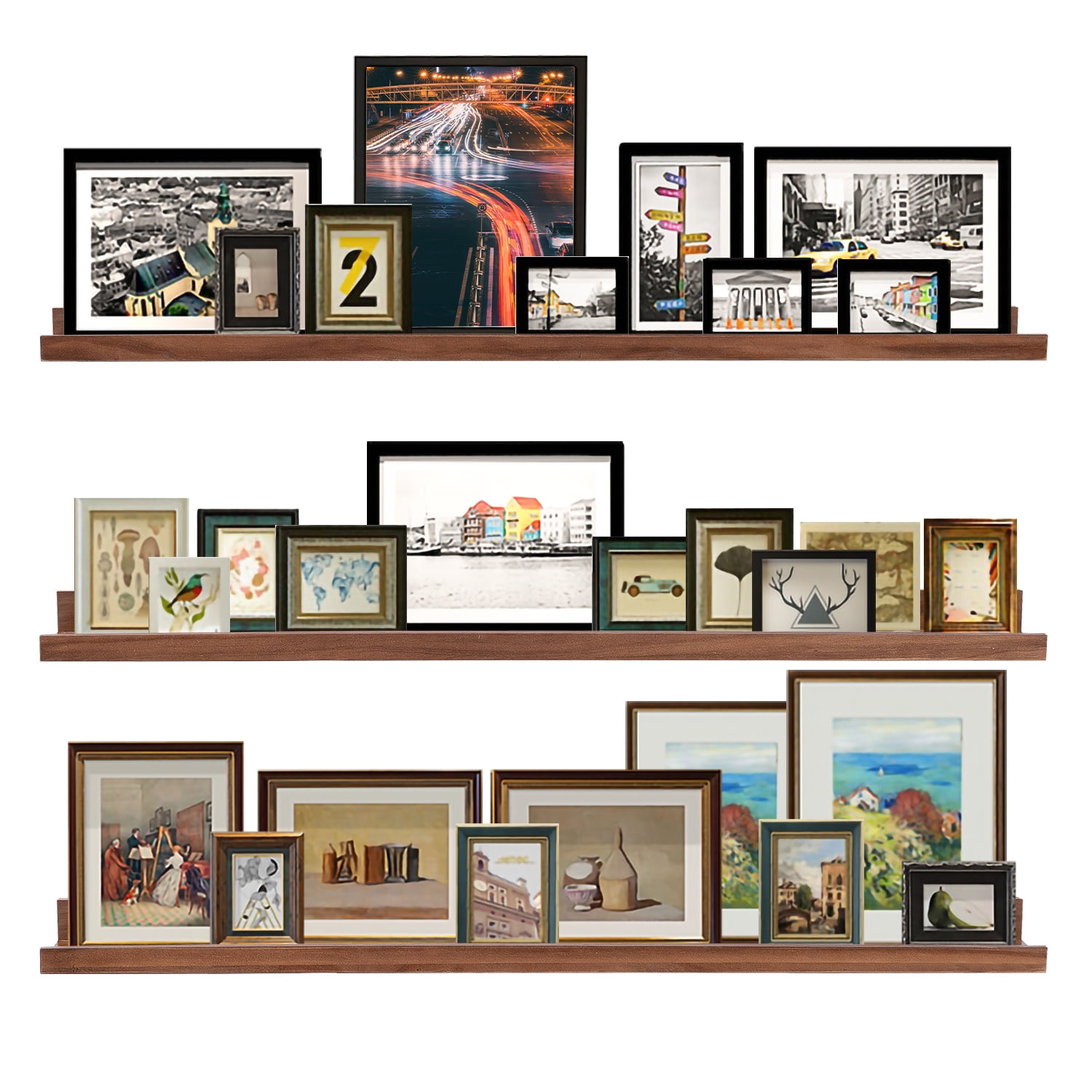 48 In Long Floating Shelves Wall Mounted Light Walnut Narrow Photo