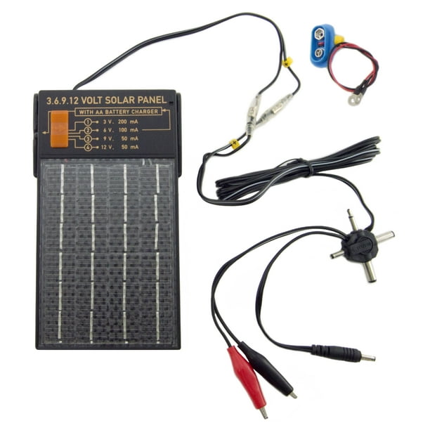 3, 6, 9, and 12 Volt Device Solar Charger with AA and 9 Volt Battery