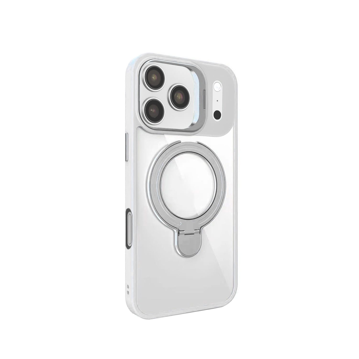 Transparent Magnetic Case with Camera Lens Protection for iPhone 17 Pro Max - Grey