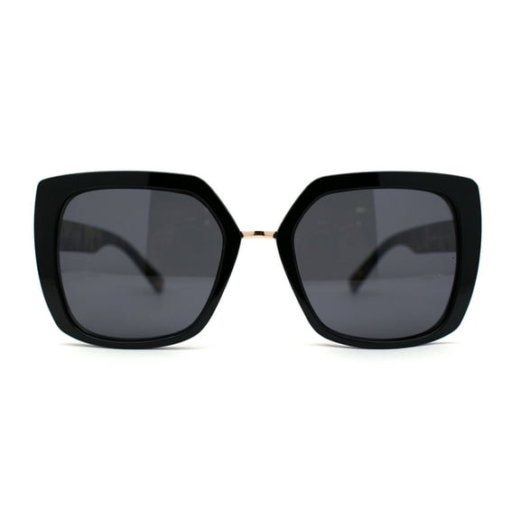 Womens Oversized Squared Cat Eye Metal Bridge Plastic Fashion Sunglasses Black Tortoise