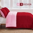thumbnail image 4 of Exclusivo Mezcla Lightweight Reversible 3-Piece Comforter Set All Seasons, Down Alternative Comforter with 2 Pillow Shams, King Size, Red/ Pink, 4 of 8