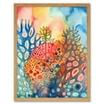 thumbnail image 1 of Coral Reef Folk Art Watercolour Painting Art Print Framed Poster Wall Decor 12x16 inch, 1 of 5