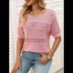 thumbnail image 5 of Suéteres de Punto de Cuello Redondo de Corta para Mujer, Blusas de Verano, Color Rosa, Talla L, 5 of 7