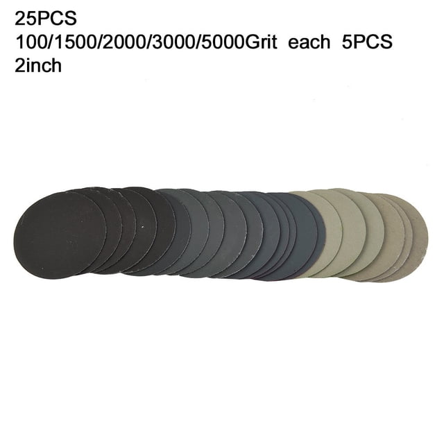 25Pcs Wet/Dry Sandpaper Hook And Loop Round Sanding Disc 2/3/4/5/6 Inch Sander Paper 1000/1500/2000/3000/5000 Grit 2Inch
