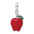thumbnail image 1 of Million Charms 925 Sterling Silver Nautical Food and Drink Charm, Polished 3D Enameled Apple Pendant, 1 of 2