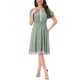thumbnail image 1 of INSPIRAR CHIC Vestido de Flores para Mujeres con Cuello Volante, Cintura Fruncida, Manga Corta, Talla XL, Verde Claro, 1 of 5