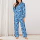 thumbnail image 2 of Fotbe Blue Fish Conjunto de Pijama de Manga Larga para Mujer con Estampado, Ropa de Dormir de 2 Piezas, Conjunto de Casa Suave y Cómodo con Bolsillos-Medium, 2 of 7